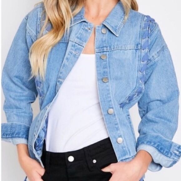 Laced Light Wash‎ Denim Jacket - Picture 10 of 16